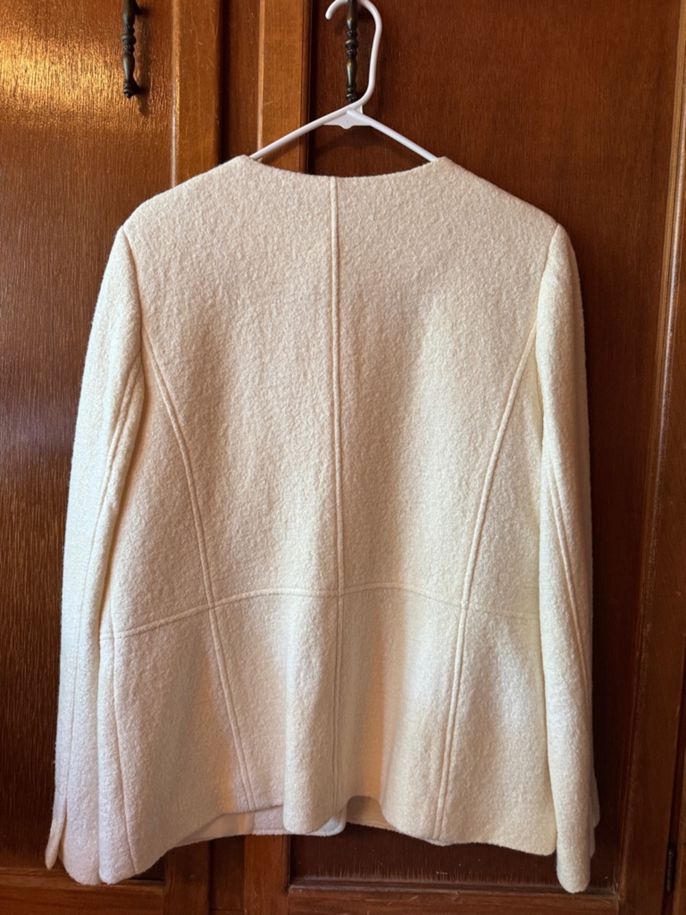 Talbots Cream Button-Front Round-Neck Jacket - Picture 4 of 4